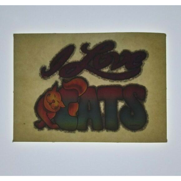 I Love Cats Screamin Gleamin Glitter Iron-On Decal Donruss 1970s Vintage Kittens - Picture 2 of 7